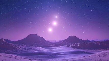 Cosmic landscape mountains under starry skies