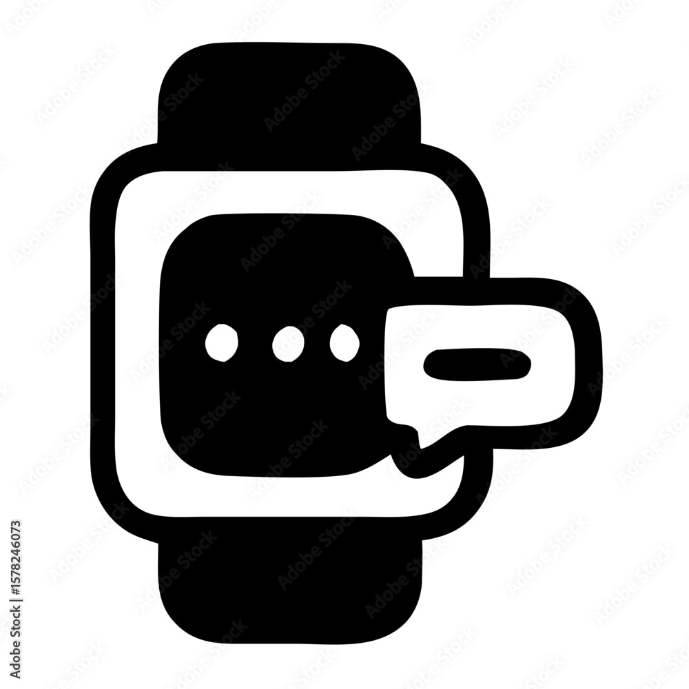 Poster outline simple smartwatch message bubble notification communication icon design