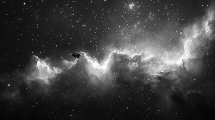Cosmic nebula grayscale image