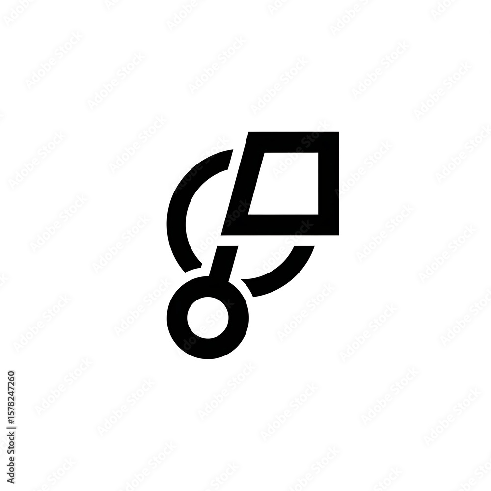 Poster abstract geometric shape design with circle square and line elements in black color