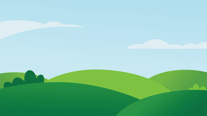 Fototapeta premium Serene Rolling Hills Vector Landscape Illustration with Soft Clouds and Bright Sky for Peaceful Backgrounds and Designs 