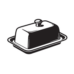 Obraz premium Black butter dish with lid and tray white