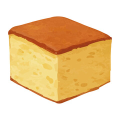 Vector watercolor illustration / 水彩テイストのスポンジケーキイラスト（カステラ・パウンドケーキ）