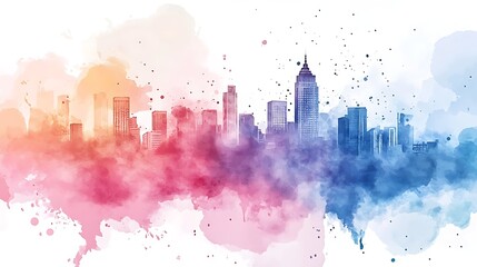 Fototapeta premium Abstract watercolor cityscape