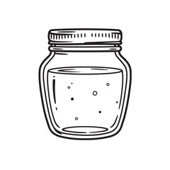 Glass jar with liquid and bubbles vintage Art beverage container