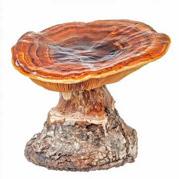 ganoderma applanatum artist's conk bracket fungus isolated on white transparent background