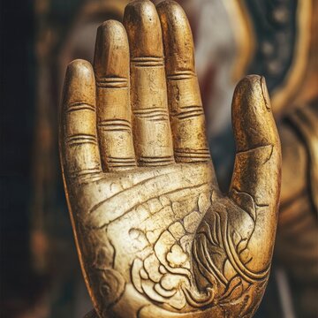 generate a closeup of buddhas hand with natural lighting and trending seo optimized