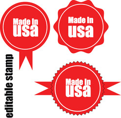  Collection of three red circular and starburst style made in usa labels
