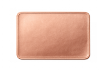 Empty rose gold plate with rounded corners and a transparent background, perfect for displaying your designs