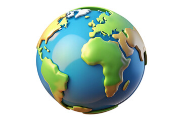Naklejka premium Stylized 3d globe with continents and oceans isolated on transparent background