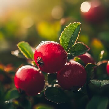 generate a closeup of a lingonberry with natural lighting and trending seo optimized