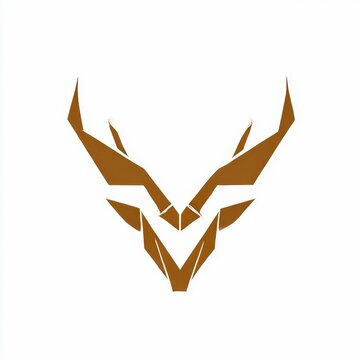 geometric antler silhouette logo angular horns in bronze white background