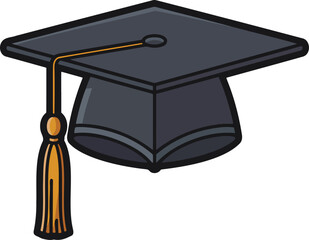 Graduation cap colorful illustration isolated on transparent background