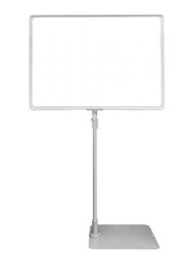 Supermarket price tag holder board template. Blank pop display stand isolated