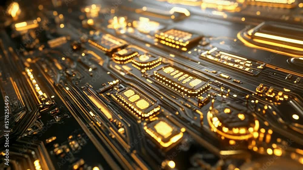 Aufkleber futuristic circuit board glowing with integrated circuits and data flow