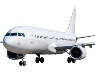 Fototapeta premium Modern Commercial Airplane Side View, Isolated on Transparent Background PNG