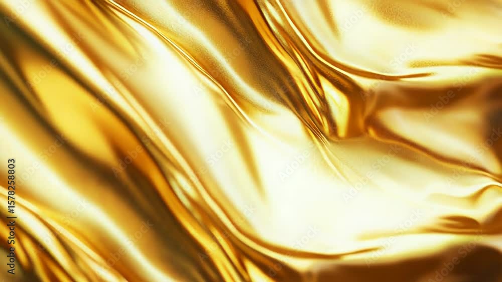 Poster golden wavy fabric flowing smoothly creating elegant texture