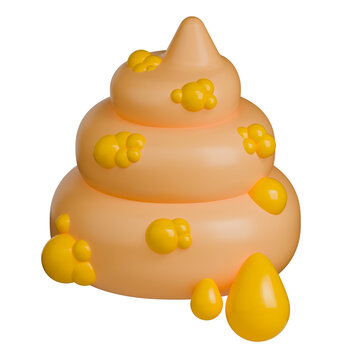 Steatorrhea 3d illustration, showing pale-colored stool with scattered yellow fatty droplets due to abnormal fat absorption.