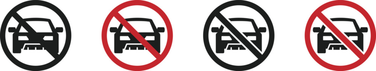 No parking vector icons. Do not park here vector icons. No parking signs