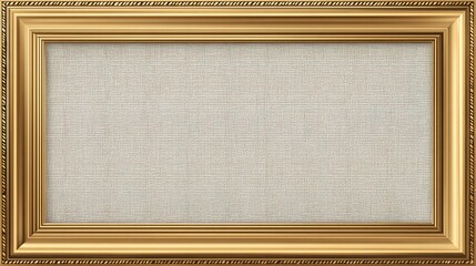Ornate gold frame surrounds neutral canvas; a rectangular, decorative display