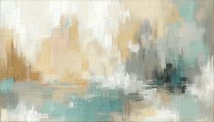 Naklejka premium Abstract Impasto Painting with Textured Geometric Blocks