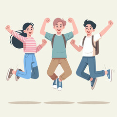 Obraz premium illustration of people jumping happily