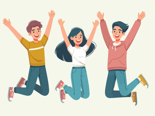 Fototapeta premium illustration of people jumping happily