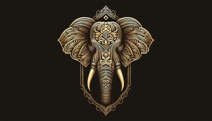 Ornate Golden Elephant Head Mandala Illustration