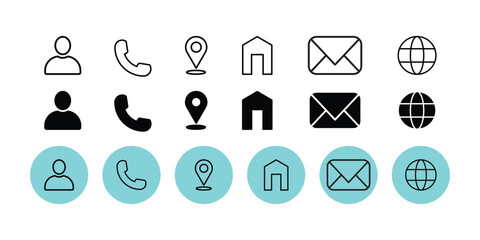 Contact icon set isolated on transparent background vector