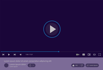 Video player or recorder template. Movie concept. Vector illustration.