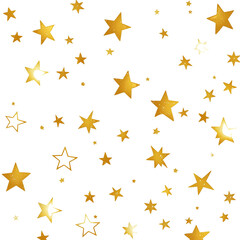 Golden stars scattered across a transparent background