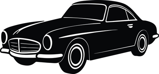 Gullwing door silhouette - Vintage racing coupe vector, EPS JPEG PNG