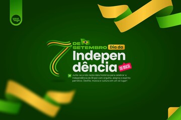 Brazil Independence Day Logotype – September 7th Poster Design with Green and Yellow Colors