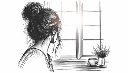 young woman in the morning