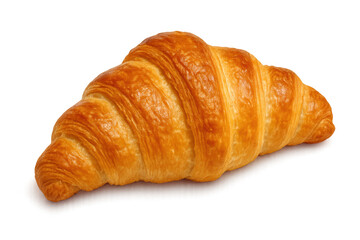 Golden-brown croissant, baked to perfection, presented on a transparent background, ready for integration into food-related designs