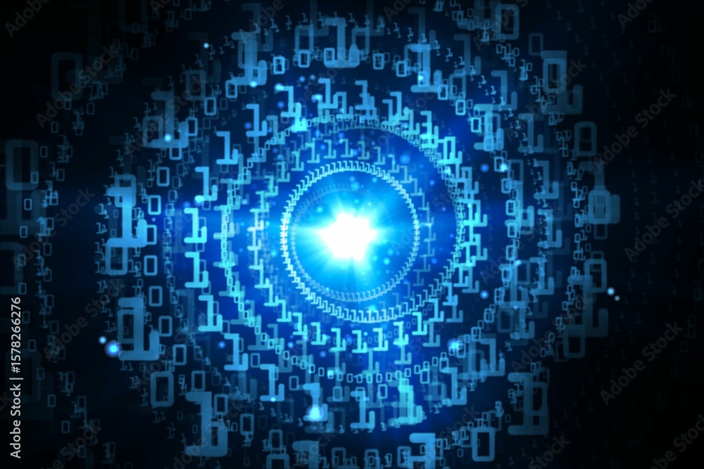 Poster shiny spiral of binary code