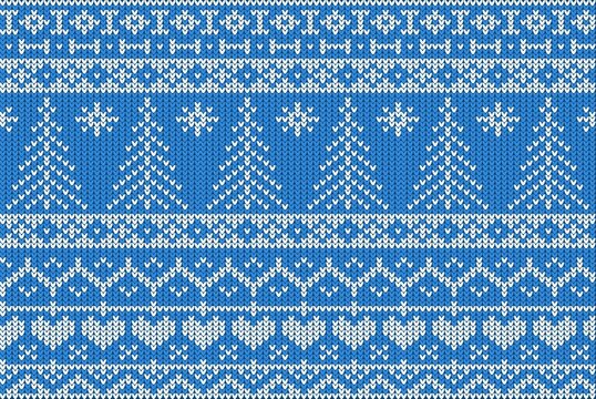 Knitting Christmas vector background christmas tree