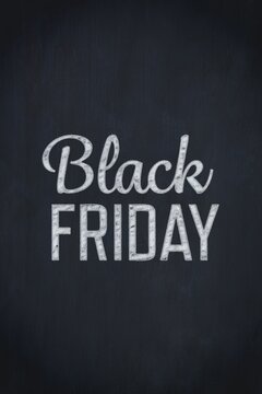 Fototapeta Black Friday text is appearing in flat design poster, with worn chalk-like texture backdrop