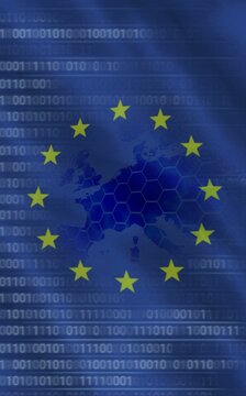 Naklejki European union flag with binary codes