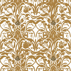 Floral Pattern with Beige and Brown Tones on White Background