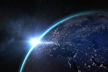 Aerial view of the Earth from the space