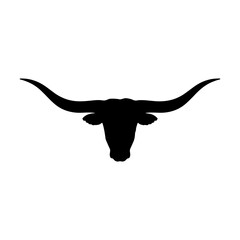 Longhorn bull head silhouette icon vector flat illustration on white background.