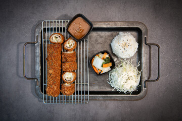 Japanese Kushikatsu Platter with Sides and Drink