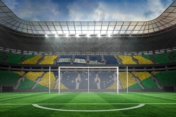 Football pitch in large stadium