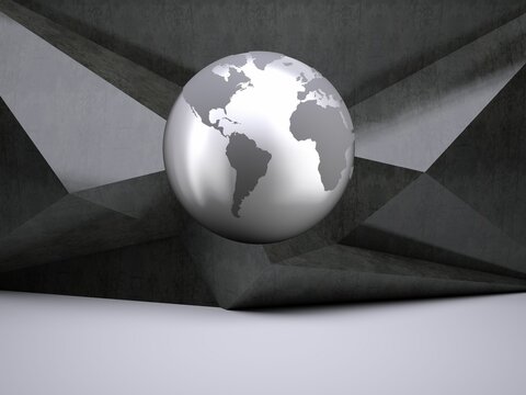 Fototapeta Planet on grey abstract background