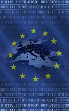 Naklejki European union flag with binary codes
