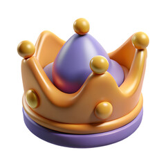 Stylized 3D Cartoon Crown Icon on White Background