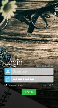 Fototapeta Smartphone screen with wood wallpaper