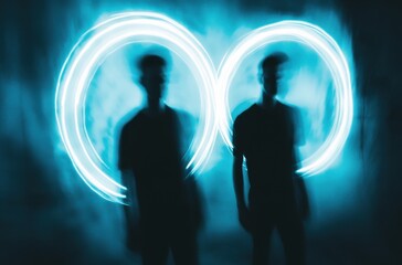 Fototapeta premium Panning blur photograph of two shadowy male figures