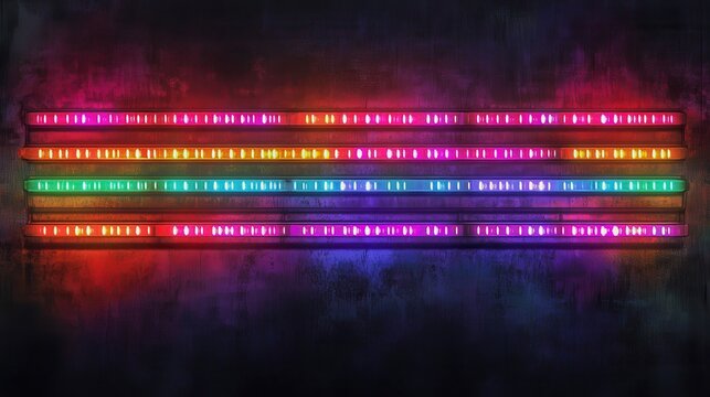 glowing neon news ticker lines in retro style